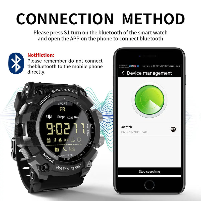 LOKMAT Sport Smart Watch Bluetooth Digital Men Clock Pedometer IP68 Waterprood Smartwatch Fitness Tracker For iOS Android Phone