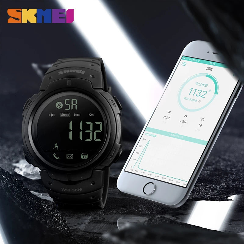 SKMEI Smart Watch Men Calorie Clock Bluetooth-compatible Watches 5Bar Waterproof Smart Digital Watch Relogio Masculino 1301