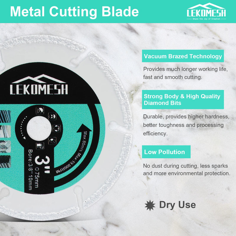 KURSTOL/LEKOMESH 3inches 75mm Cutting Disc Cutting Concrete Wood Tile Steel Metal Aluminum Granite Stone Mini Grinder Saw Blade