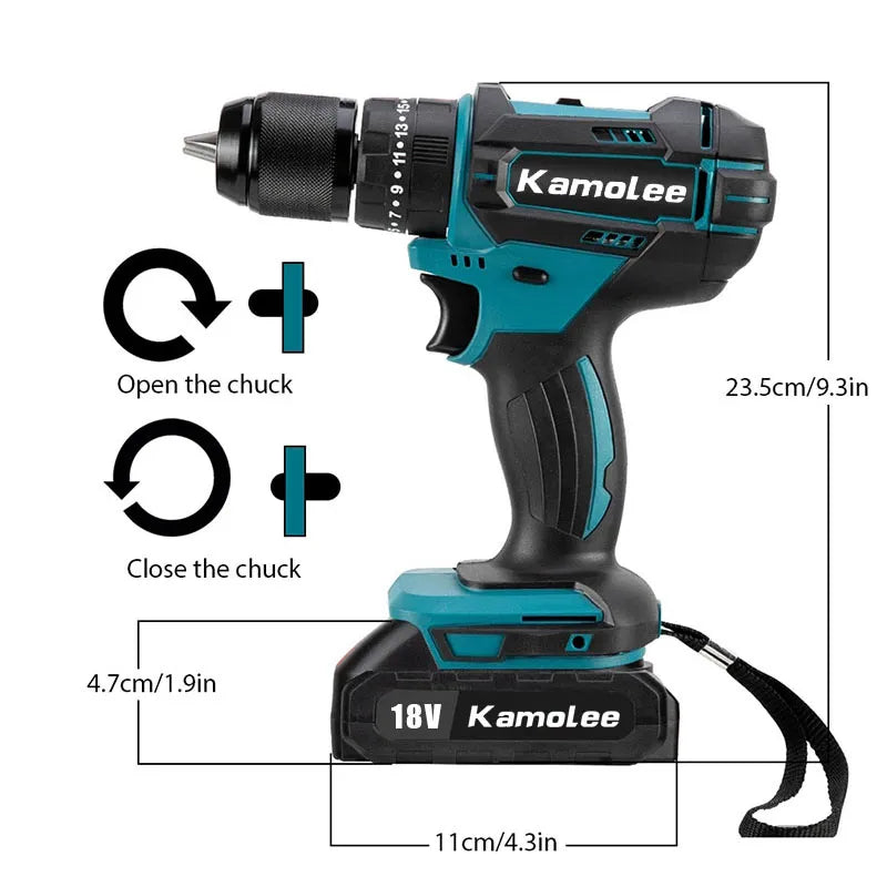 10mm/13mm Brushed Cordless Electric Impact Drill Electric Screwdriver Home DIY Power Tools For Makita 18V Battery