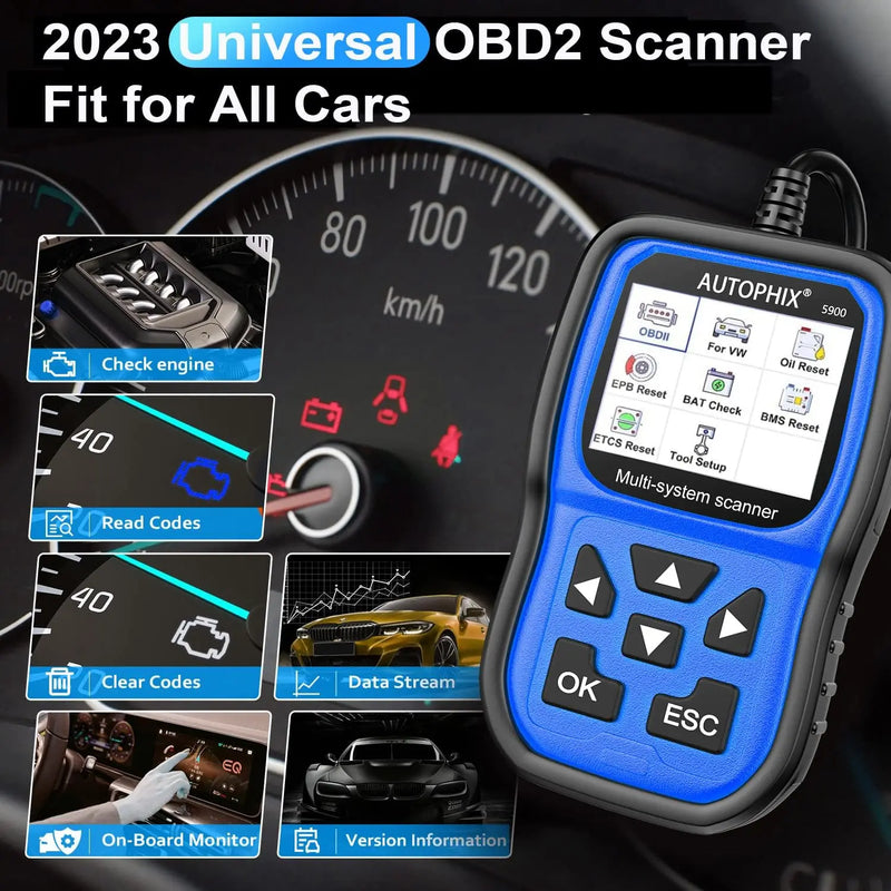 AUTOPScanner Code Reader Engine ABS HIX 5600 Full System Diagnostic Scan Tool OBD2  SRS SAS BMS EPB TPMS Oil Reset Battery for VW