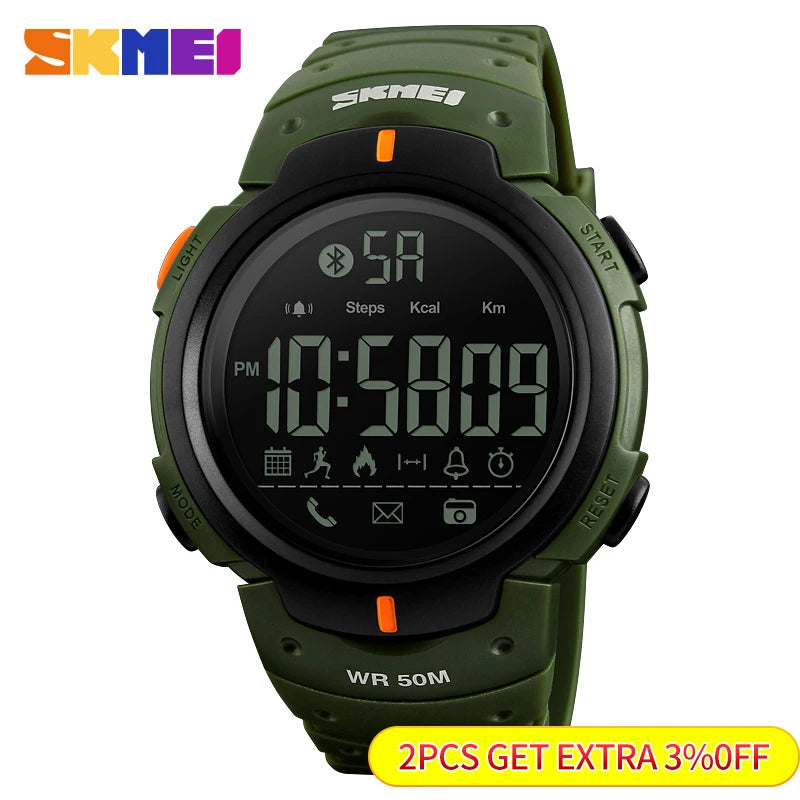 SKMEI Smart Watch Men Calorie Clock Bluetooth-compatible Watches 5Bar Waterproof Smart Digital Watch Relogio Masculino 1301