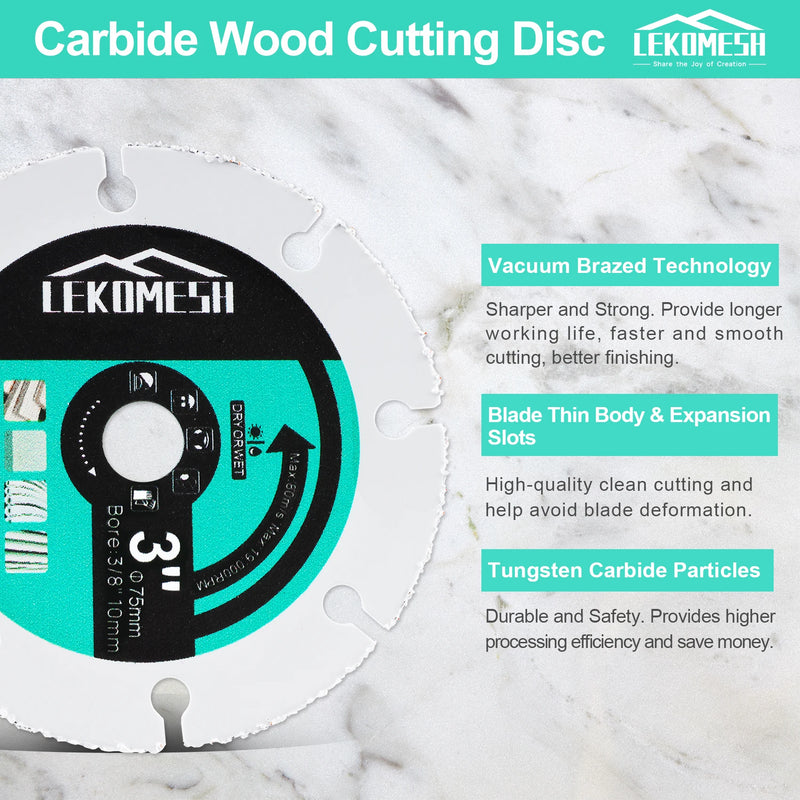 KURSTOL/LEKOMESH 3inches 75mm Cutting Disc Cutting Concrete Wood Tile Steel Metal Aluminum Granite Stone Mini Grinder Saw Blade