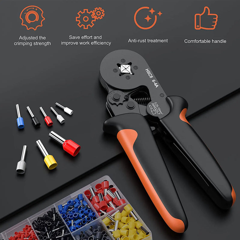 Crimping Pliers Kit Tubular Terminal HSC8 6-4A Crimper Wire Mini Ferrule Crimper Hand Tools Household Electrical Kit With Box