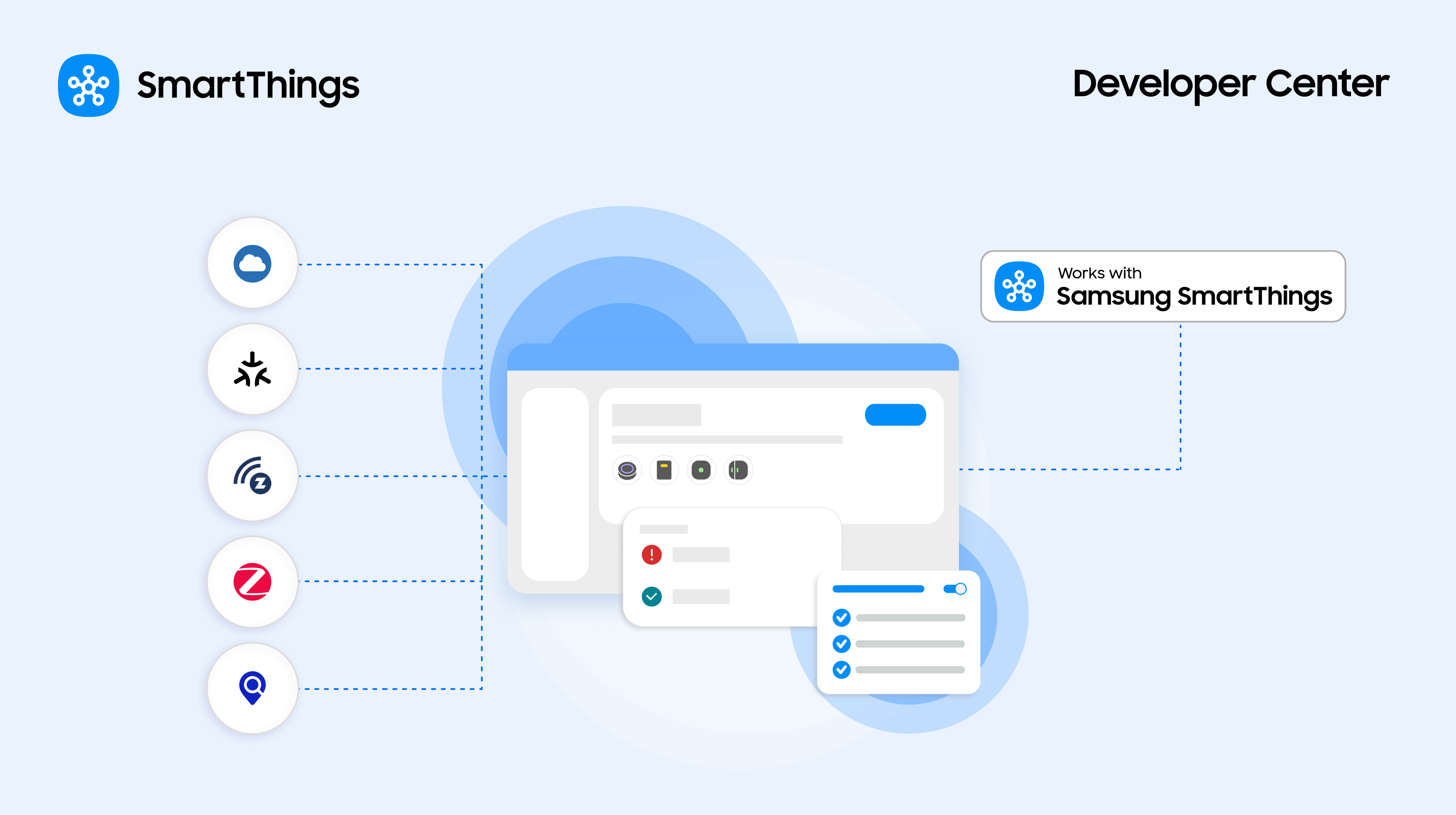Interface du SmartThings Developer Center pour les intégrations de la maison connectée